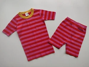 Hanna Andersson Girls 100% Cotton Striped Shorts Pajama Set Pink Orange Size 8 - Picture 1 of 2