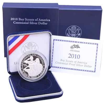 2010 P Boy Scouts of America Proof Commemorative 90% Silver Dollar OGP US Coin - Image 1 of 4