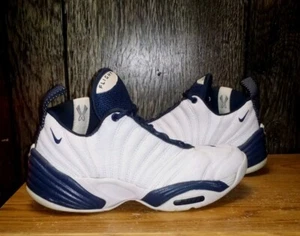 De colección- Nike Flight Mujer Tenis Blanco Azul Marino Medio Top Talla 8 2002' Y2k - Imagen 1 de 10