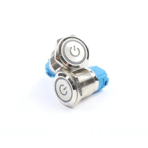 16mm Edelstahl LED Drucktaster Power Ein Aus NO NC Power Button 12V - Bild 1 von 6