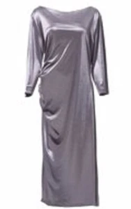 NEW Women Fashion Silvery Lavender Velour Full Length Maxi Dress Gown Size 14 XL - Picture 1 of 3