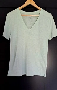 MARKS AND SPENCER /M&S -MINT GREEN V NECK 'THE STRAIGHT' COTTON T SHIRT/TOP 6/8 - Picture 1 of 3