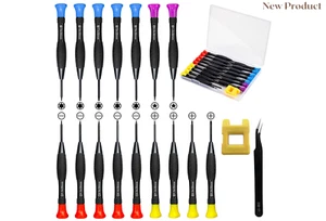 Mini Magnetic Screwdriver Set β Steel Repair Tools Kit, 18PCS, Black Case - Picture 1 of 6