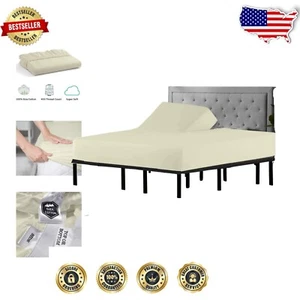 Soft and Breathable 400 TC Giza Cotton Split Top King Sheet for Adjustable Beds - Picture 1 of 10