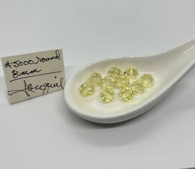 Swarovski #5000 8mm Round Crystal Beads Jonquil Yellow Lot of 30 Vintage - Image 1 of 4