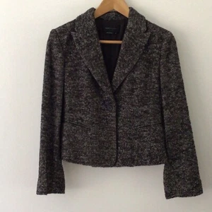 BCBGMAXAZRIA Women's Blazer XS  Brown White Wool Silk Blazer - Picture 1 of 12
