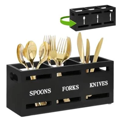 Wood Kitchen Cutlery Tray Organiser Rack Holder Drawer Insert Tidy Storage X3Y7 - Image 1 of 4