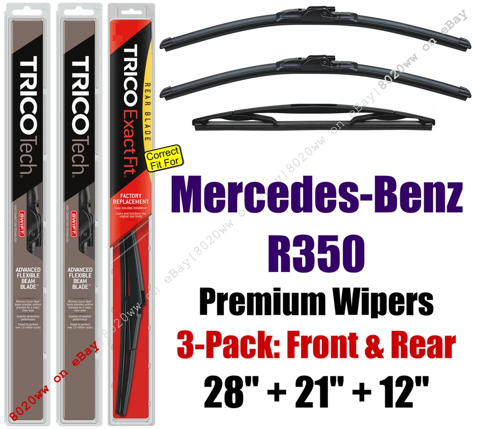 Limpiaparabrisas 3pk Premium ajuste delantero y trasero 2006-2013 Mercedes-Benz R350 19280/210/12J Foto 1 de 1
