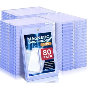 80 Pack Magnetic Trading Sports Card Holders 35pt One-Touch Hard UV Protector US - Picture 1 of 9