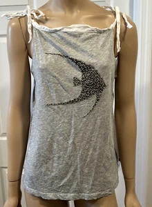Hoss Intropia Beaded Fish Design Top Gray White Size Xs - Picture 1 of 8