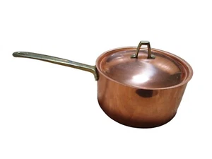 Vintage Revere Ware Copper Stainless Saucepan With Lid Brass Handle Unused - Picture 1 of 24