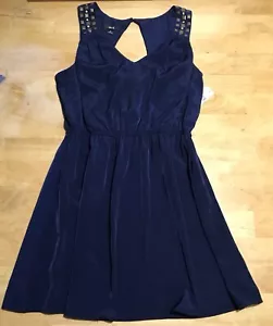 Abito donna BCX blu navy senza maniche borchie spalle scoperte nuovo con etichette con tasche X-Large - Foto 1 di 18