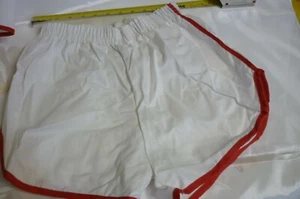 VTG.70's SHORTS SMALL GYM RUNNING WHITE W/RED STRIPE USA - Picture 1 of 4