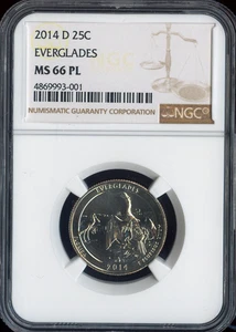 2014 D EVERGLADES PARKS QUARTER NGC MS66 PL SPOTLESS POP-1 . - Picture 1 of 2