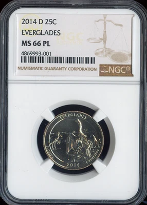 2014 D EVERGLADES PARKS QUARTER NGC MS66 PL SPOTLESS POP-1 . - Image 1 of 2