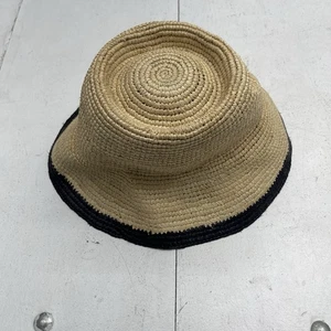 Madewell Vintage Ivory Black Trim Lantern Straw Hat Women's Size S-M New $78 - Picture 1 of 5