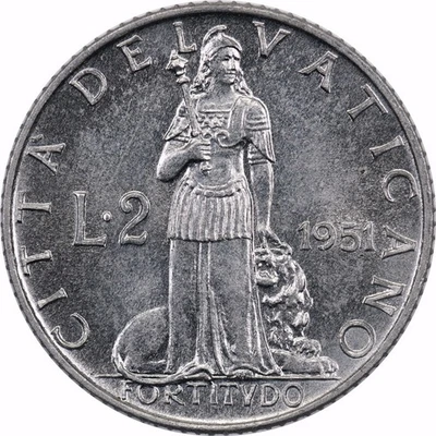 Vatican City - 2 Lire - 1951 - Unc - Pius XII - Image 1 of 2