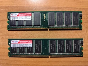 2x RAM V-Data DDR400 1GB (2GB Totali) – PC3200 Desktop Memory Expert – Testate - Foto 1 di 2