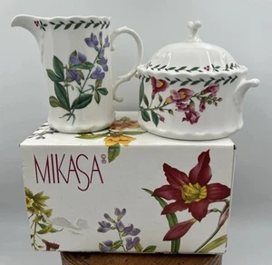 Mikasa Maxima Summer Symphony Creamer & Sugar Bowl With Lid Japan Open Box - Picture 1 of 23