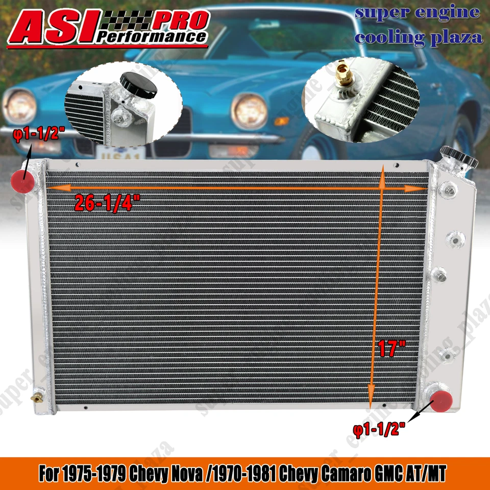 4-Row Core Radiator Fits 1975-1979 Chevy Nova /1970-1981 Chevy Camaro GMC AT/MT — 第 1/4 张图片