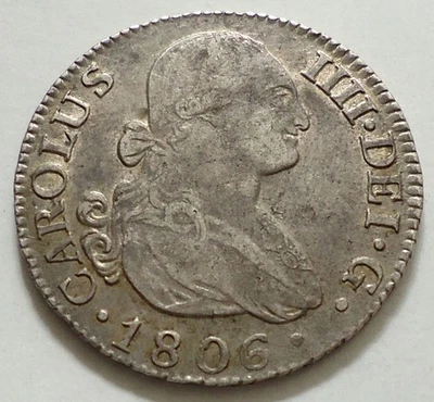 1806  SPANISH 2 REALES, HISTORICAL SILVER COIN, SEE PICS - Image 1 of 2