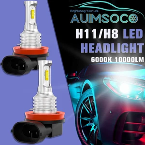 AUIMSOCO H11 H9 H8 LED Headlight Bulb Low Beam/Fog Light 10000LM 6000K White 2x - Picture 1 of 15