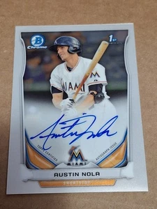 Tarjeta de novato Austin Nola Bowman 2014 cromada autografiada automática RC #BCAP-AN MARLINS - Imagen 1 de 2