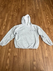 Vintage BUM Equipment Hoodie Mens LARGE Gray Big Logo Pullover DOUBLE SIDED - Picture 1 of 14