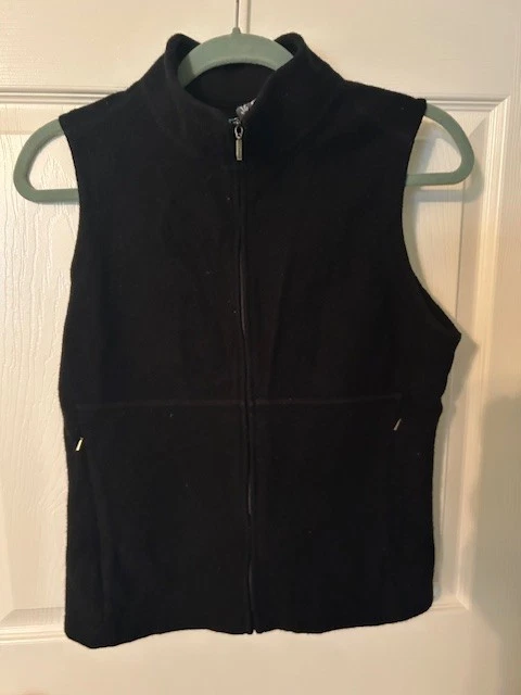 IBEX Black Wool Womens Vest Medium Full Zip - Image 1 of 2