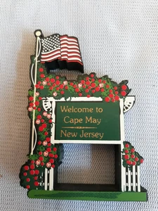 Shelia's Collectibles Bienvenido a Cape May Nueva Jersey Pequeño Letrero Madera Estante Cuidador - Imagen 1 de 11