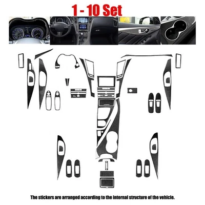 Juego de 1-10 cubiertas interiores completas de fibra de carbono real para Infiniti Q50 Q60 2014-2020 Foto 1 de 4