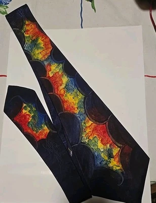 Corbata pintada a mano estilo vitral años 50 Calif pinturas a mano creveling BudRush Foto 1 de 4
