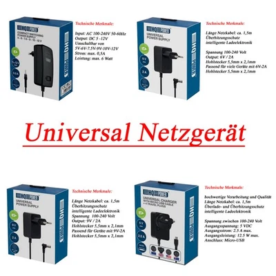 Universal Netzteil Steckernetzteil von 5V - 12VDC Festspannung Netztadapter - Bild 1 von 4