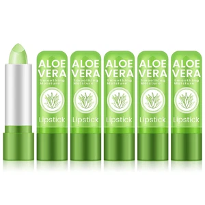 5 Pezzi Balsamo Labbra Aloe Vera, Rossetto PH Cambia Colore, Cambia Verde Rosa Naturale - Foto 1 di 10