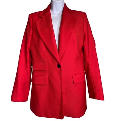Banana Republic Women's Red Lido Sculpted Italian Wool Blazer Sz 8 Oversized - Image 1 of 4