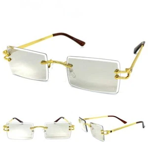 Herren edel elegant raffiniert klare Gläser SONNENBRILLE goldfarbenes Gestell leichte Tönung - Bild 1 von 6