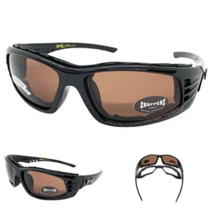 MOTORCYCLE Riding Padded Foam Protective Safety Eyewear SUN GLASSES Amber Lens - Picture 1 of 8