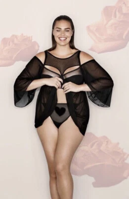 CACIQUE (SOPHIE THEALLET) BLACK SHEER TEDDIE W/THONG SIZE 4ODDD **** - Image 1 of 4