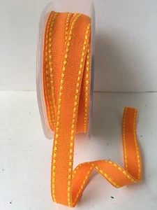 1/2" grosgrain w/stitched edge ribbon - May Arts - MH28 - Orange/Yellow - 30 yds - Picture 1 of 1