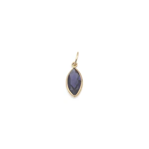 Iolite Pendant 10x5 mm Marquise Hand Made In 14k Yellow Gold - Picture 1 of 5