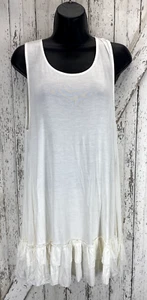 Staffelei Damen Relaxed Soft Rayon Off White Rüschen Kleid Slip Nachthemd Unter Slip - Bild 1 von 7