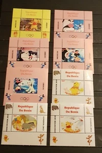 BENIN DISNEY OLYMPIAD 11 MINI BLOCKS PERFORED & IMPERF MNH - Picture 1 of 2