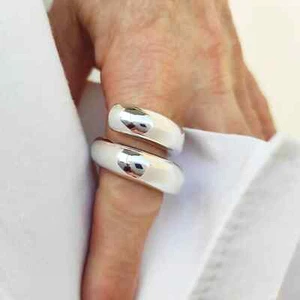 Silber Grober Ring, 925 Sterling Silber Wickelring, Grob Offen Ring Geschenke - Bild 1 von 14