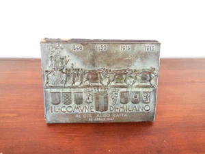 Placa de bronce militar del ejército de los Estados Unidos de colección Segunda Guerra Mundial Comuna de Milán ciudad italiana - Imagen 1 de 8