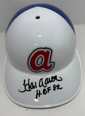 Braves HANK AARON Signed Full Size Atlanta Batting Helmet AUTO w/ HOF '82 - JSA - Image 1 of 2