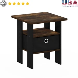 Stylish End Table W/ Storage Bin Drawer Compact Side Table Living Room New - Picture 1 of 6
