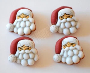 4 Santa Claus Face / 3D Shank Button Embellishments / Christmas ~ St. Nick - Picture 1 of 2