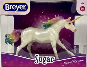 Breyer Magical Unicorn Sugar Pearl White w/ RAINBOW MANE & TAIL Minor Damage - Picture 1 of 2