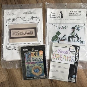 3 Cross stitch and 1 Crewel embroidery kit ~lot of 4 BRAND NEW - Picture 1 of 6