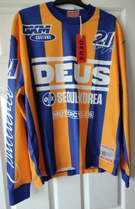 Deus Ex Machina Positive Charge MX LS Motocross Jersey Marigold Stripe Ltd BNWT - Picture 1 of 31